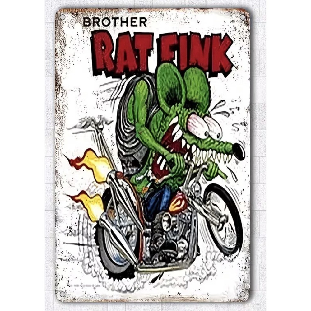 Sign Brother Rat Fink Tin Wall Metal 8X12 Motorcycle Garage Man Cave Bar New